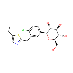 CCc1cnc(Cc2cc([C@@H]3O[C@H](CO)[C@@H](O)[C@H](O)[C@H]3O)ccc2Cl)s1 ZINC000066076107