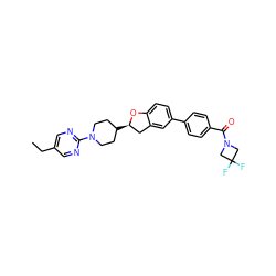 CCc1cnc(N2CCC([C@@H]3Cc4cc(-c5ccc(C(=O)N6CC(F)(F)C6)cc5)ccc4O3)CC2)nc1 ZINC000095559382