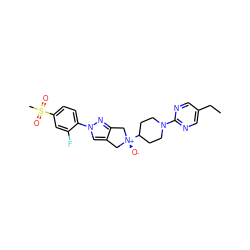 CCc1cnc(N2CCC([N@+]3([O-])Cc4cn(-c5ccc(S(C)(=O)=O)cc5F)nc4C3)CC2)nc1 ZINC000261117109