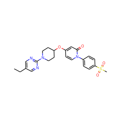 CCc1cnc(N2CCC(Oc3ccn(-c4ccc(S(C)(=O)=O)cc4)c(=O)c3)CC2)nc1 ZINC000059069274