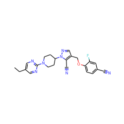 CCc1cnc(N2CCC(n3ncc(COc4ccc(C#N)cc4F)c3C#N)CC2)nc1 ZINC000095562770