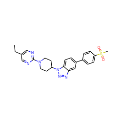 CCc1cnc(N2CCC(n3nnc4cc(-c5ccc(S(C)(=O)=O)cc5)ccc43)CC2)nc1 ZINC000204217333