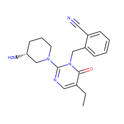 CCc1cnc(N2CCC[C@@H](N)C2)n(Cc2ccccc2C#N)c1=O ZINC000034503461