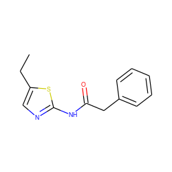 CCc1cnc(NC(=O)Cc2ccccc2)s1 ZINC000028372448