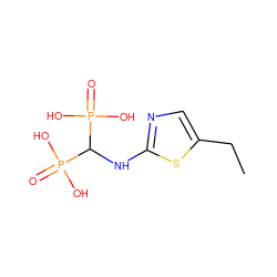 CCc1cnc(NC(P(=O)(O)O)P(=O)(O)O)s1 ZINC000026745495