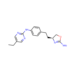 CCc1cnc(Nc2ccc(CC[C@H]3COC(N)=N3)cc2)nc1 ZINC000169701176