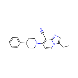 CCc1cnc2c(C#N)c(N3CCC(c4ccccc4)CC3)ccn12 ZINC000095576458