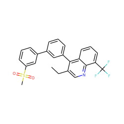 CCc1cnc2c(C(F)(F)F)cccc2c1-c1cccc(-c2cccc(S(C)(=O)=O)c2)c1 ZINC000049088206