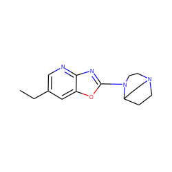 CCc1cnc2nc(N3CCN4CCC3CC4)oc2c1 ZINC000045365545