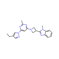 CCc1cnn(-c2cc(N3CC(c4nc5ccccc5n4C)C3)nc(C)n2)c1 ZINC000205313358