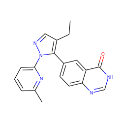 CCc1cnn(-c2cccc(C)n2)c1-c1ccc2nc[nH]c(=O)c2c1 ZINC000084597071