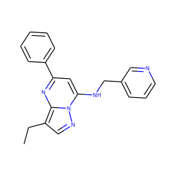 CCc1cnn2c(NCc3cccnc3)cc(-c3ccccc3)nc12 ZINC000028958705