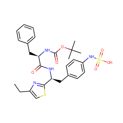 CCc1csc([C@H](Cc2ccc(NS(=O)(=O)O)cc2)NC(=O)[C@@H](Cc2ccccc2)NC(=O)OC(C)(C)C)n1 ZINC000113897818