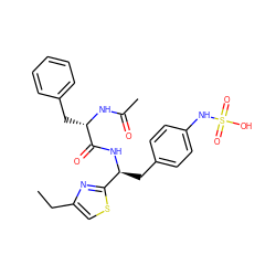 CCc1csc([C@H](Cc2ccc(NS(=O)(=O)O)cc2)NC(=O)[C@H](Cc2ccccc2)NC(C)=O)n1 ZINC000113897681