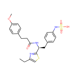 CCc1csc([C@H](Cc2ccc(NS(=O)(=O)O)cc2)NC(=O)CCc2ccc(OC)cc2)n1 ZINC000113973270