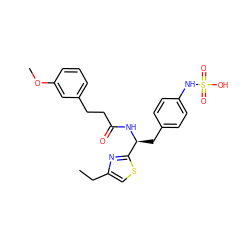 CCc1csc([C@H](Cc2ccc(NS(=O)(=O)O)cc2)NC(=O)CCc2cccc(OC)c2)n1 ZINC000113972659