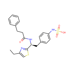 CCc1csc([C@H](Cc2ccc(NS(=O)(=O)O)cc2)NC(=O)CCc2ccccc2)n1 ZINC000113898123