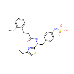 CCc1csc([C@H](Cc2ccc(NS(=O)(=O)O)cc2)NC(=O)CCc2ccccc2OC)n1 ZINC000113973968