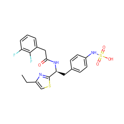 CCc1csc([C@H](Cc2ccc(NS(=O)(=O)O)cc2)NC(=O)Cc2cccc(F)c2F)n1 ZINC000113973809