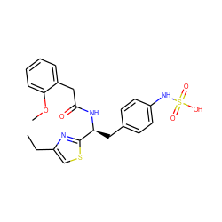 CCc1csc([C@H](Cc2ccc(NS(=O)(=O)O)cc2)NC(=O)Cc2ccccc2OC)n1 ZINC000113971624