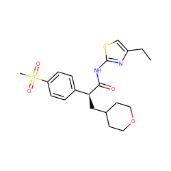 CCc1csc(NC(=O)[C@@H](CC2CCOCC2)c2ccc(S(C)(=O)=O)cc2)n1 ZINC000049808511