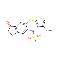 CCc1csc(Sc2cc3c(cc2NS(C)(=O)=O)CCC3=O)n1 ZINC000003814521