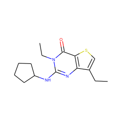 CCc1csc2c(=O)n(CC)c(NC3CCCC3)nc12 ZINC000219222272