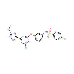 CCc1n[nH]c(-c2cc(Cl)nc(Oc3cccc(NS(=O)(=O)c4ccc(Cl)cc4)c3)c2)n1 ZINC000096271581