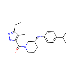 CCc1n[nH]c(C(=O)N2CCC[C@@H](Nc3ccc(C(C)C)cc3)C2)c1C ZINC000015934830