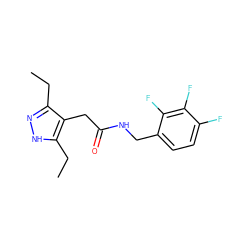 CCc1n[nH]c(CC)c1CC(=O)NCc1ccc(F)c(F)c1F ZINC000043177556