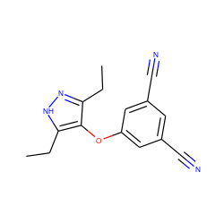 CCc1n[nH]c(CC)c1Oc1cc(C#N)cc(C#N)c1 ZINC000045245540