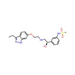 CCc1n[nH]c2cc(OCCNC[C@H](O)c3cccc(NS(C)(=O)=O)c3)ccc12 ZINC000068208285