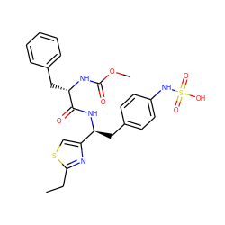 CCc1nc([C@H](Cc2ccc(NS(=O)(=O)O)cc2)NC(=O)[C@H](Cc2ccccc2)NC(=O)OC)cs1 ZINC000113897701