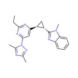 CCc1nc([C@H]2C[C@@H]2c2nc3ccccc3n2C)cc(-n2nc(C)nc2C)n1 ZINC000142977724