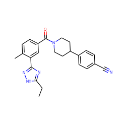 CCc1nc(-c2cc(C(=O)N3CCC(c4ccc(C#N)cc4)CC3)ccc2C)n[nH]1 ZINC000205759527