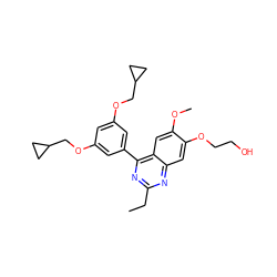 CCc1nc(-c2cc(OCC3CC3)cc(OCC3CC3)c2)c2cc(OC)c(OCCO)cc2n1 ZINC000026724774