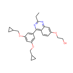 CCc1nc(-c2cc(OCC3CC3)cc(OCC3CC3)c2)c2ccc(OCCO)cc2n1 ZINC000026722891