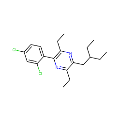 CCc1nc(-c2ccc(Cl)cc2Cl)c(CC)nc1CC(CC)CC ZINC000072179412