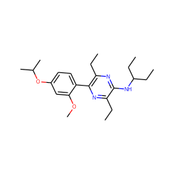 CCc1nc(-c2ccc(OC(C)C)cc2OC)c(CC)nc1NC(CC)CC ZINC000072177286