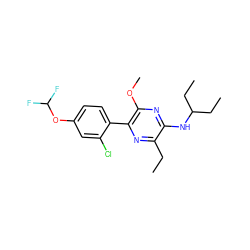 CCc1nc(-c2ccc(OC(F)F)cc2Cl)c(OC)nc1NC(CC)CC ZINC000072177635