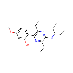 CCc1nc(-c2ccc(OC)cc2O)c(CC)nc1NC(CC)CC ZINC000072178459