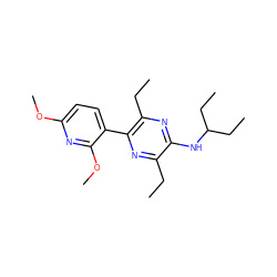 CCc1nc(-c2ccc(OC)nc2OC)c(CC)nc1NC(CC)CC ZINC000072177997