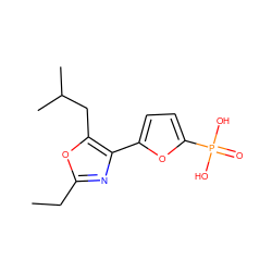 CCc1nc(-c2ccc(P(=O)(O)O)o2)c(CC(C)C)o1 ZINC000169326738