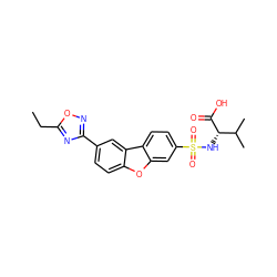 CCc1nc(-c2ccc3oc4cc(S(=O)(=O)N[C@H](C(=O)O)C(C)C)ccc4c3c2)no1 ZINC000073220793