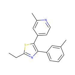 CCc1nc(-c2cccc(C)c2)c(-c2ccnc(C)c2)s1 ZINC000013673369