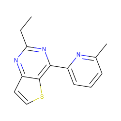 CCc1nc(-c2cccc(C)n2)c2sccc2n1 ZINC000029048033