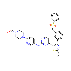 CCc1nc(-c2cccc(CS(=O)(=O)c3ccccc3)c2)c(-c2ccnc(Nc3ccc(N4CCN(C(C)=O)CC4)nc3)n2)s1 ZINC000072175765