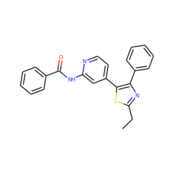 CCc1nc(-c2ccccc2)c(-c2ccnc(NC(=O)c3ccccc3)c2)s1 ZINC000013673401