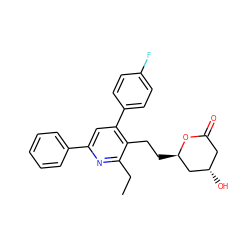 CCc1nc(-c2ccccc2)cc(-c2ccc(F)cc2)c1CC[C@@H]1C[C@@H](O)CC(=O)O1 ZINC000027710078