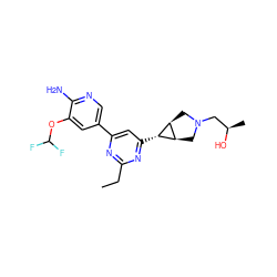 CCc1nc(-c2cnc(N)c(OC(F)F)c2)cc([C@@H]2[C@H]3CN(C[C@@H](C)O)C[C@H]32)n1 ZINC000653665776